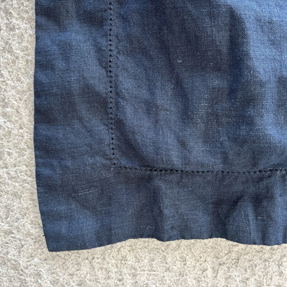 Pottery Barn Euro Sham 26x26 (1) Navy Blue 100% Linen Minimalist Coastal